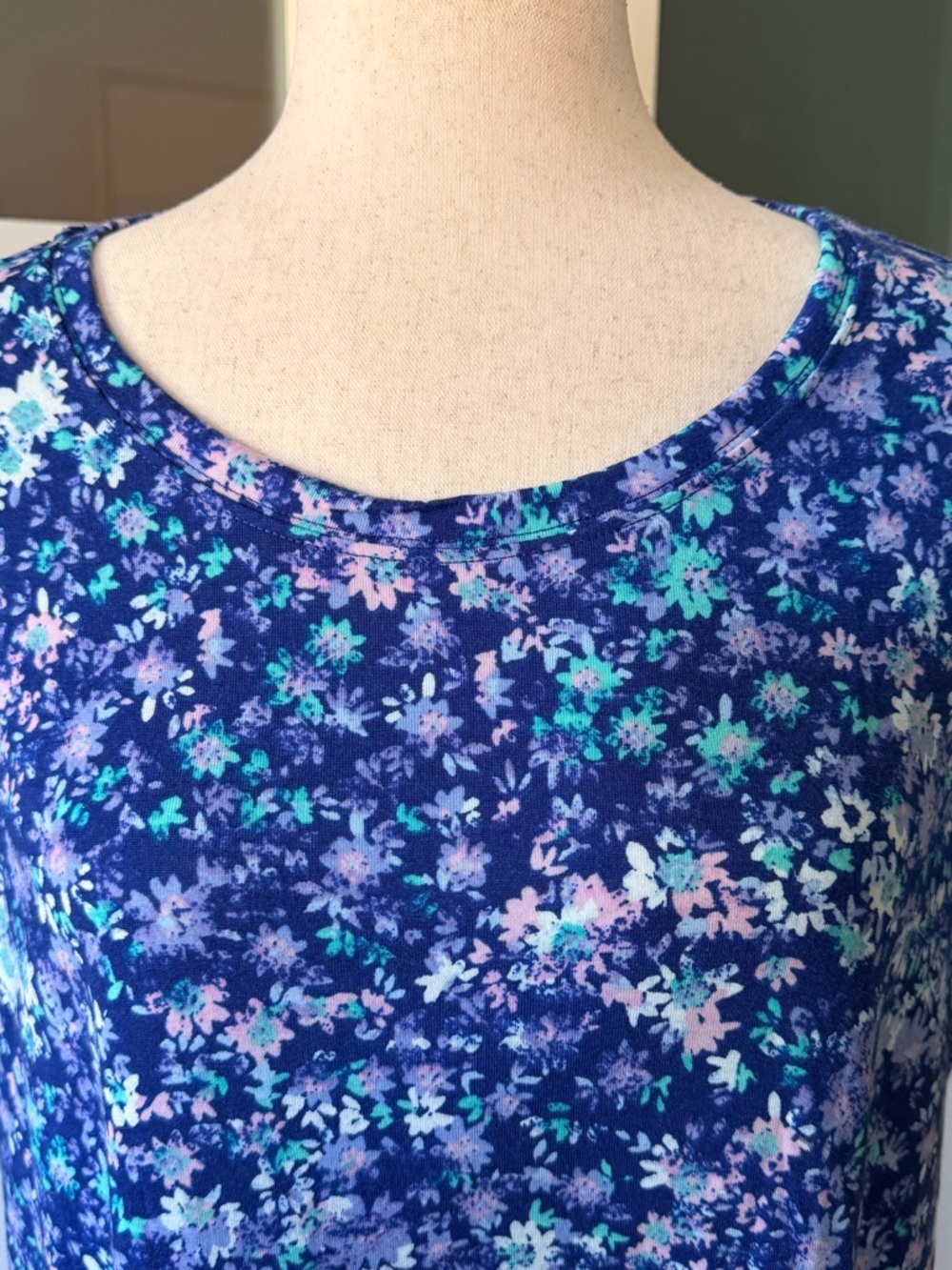 Natori Purple Floral Short Sleeve Sleep Shirt - Picture 7 of 9